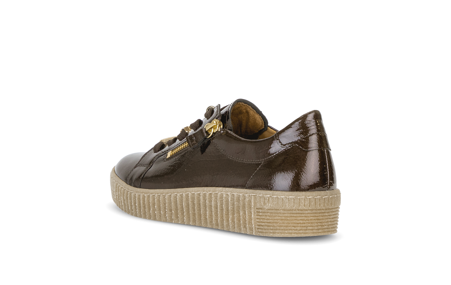 Gabor 6010.03.003 Mocca Brown Patent & Gold Trainers