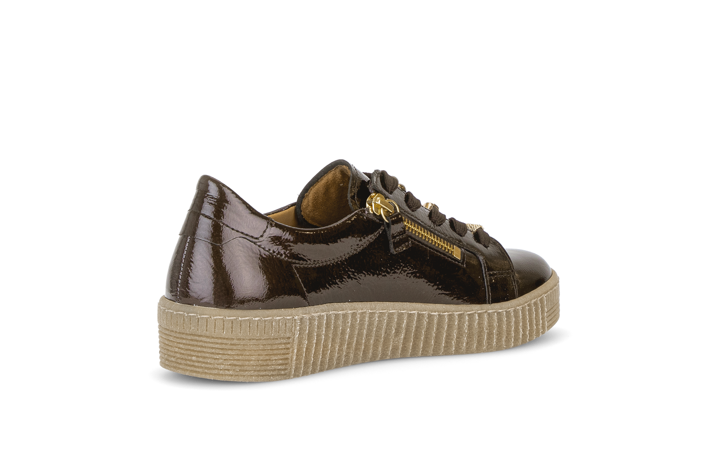 Gabor 6010.03.003 Mocca Brown Patent & Gold Trainers