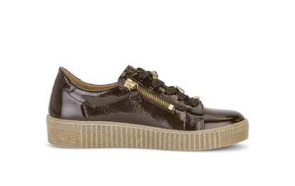 Gabor 6010.03.003 Mocca Brown Patent & Gold Trainers