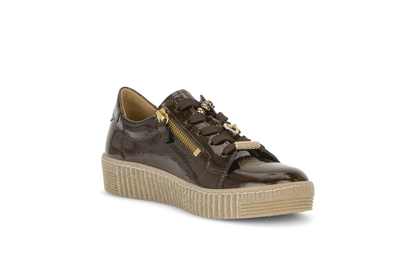 Gabor 6010.03.003 Mocca Brown Patent & Gold Trainers
