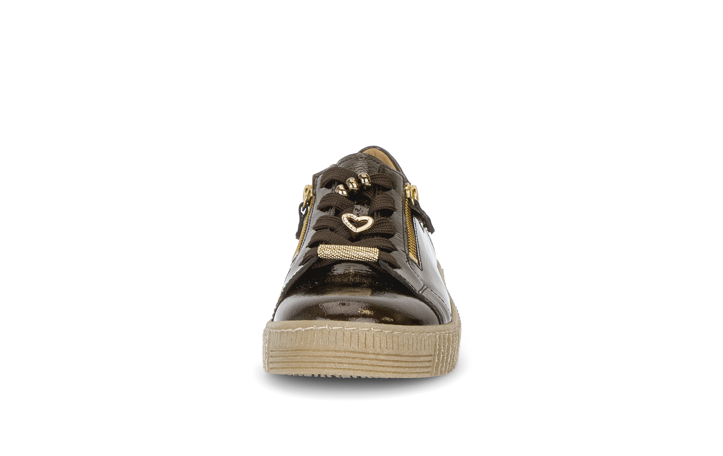 Gabor 6010.03.003 Mocca Brown Patent & Gold Trainers