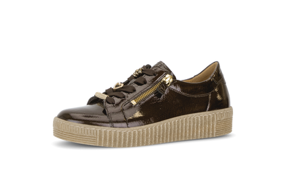 Gabor 6010.03.003 Mocca Brown Patent & Gold Trainers