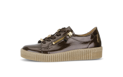 Gabor 6010.03.003 Mocca Brown Patent & Gold Trainers
