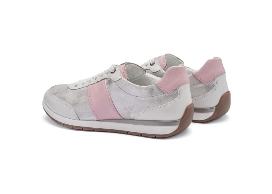 Ara 12-50904 04 Portofino G Fit Silver Metallic & Pink Trainers