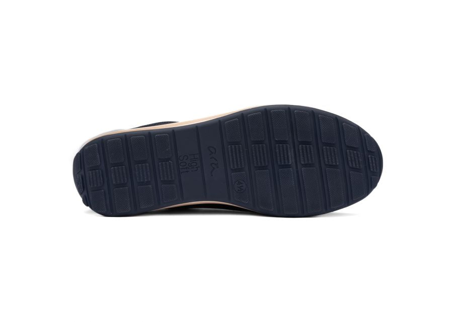 Ara 12-64587 12 Osaka-Highsoft H Fit Navy Sneakers with Zip & Gold Heel