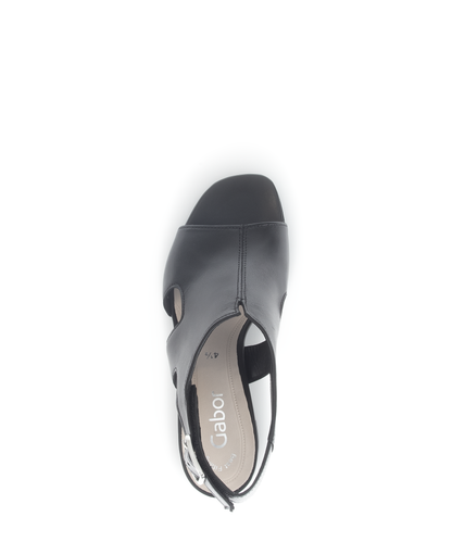 Gabor 61.712.27 Black Block Heel Sandals with Slingback Strap