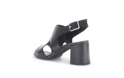 Gabor 61.712.27 Black Block Heel Sandals with Slingback Strap