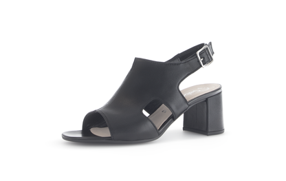 Gabor 61.712.27 Black Block Heel Sandals with Slingback Strap