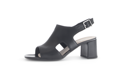 Gabor 61.712.27 Black Block Heel Sandals with Slingback Strap