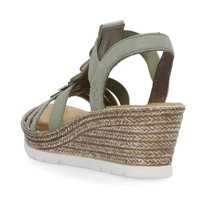 Rieker 619B2-52 Green Slingback Wedge Sandals