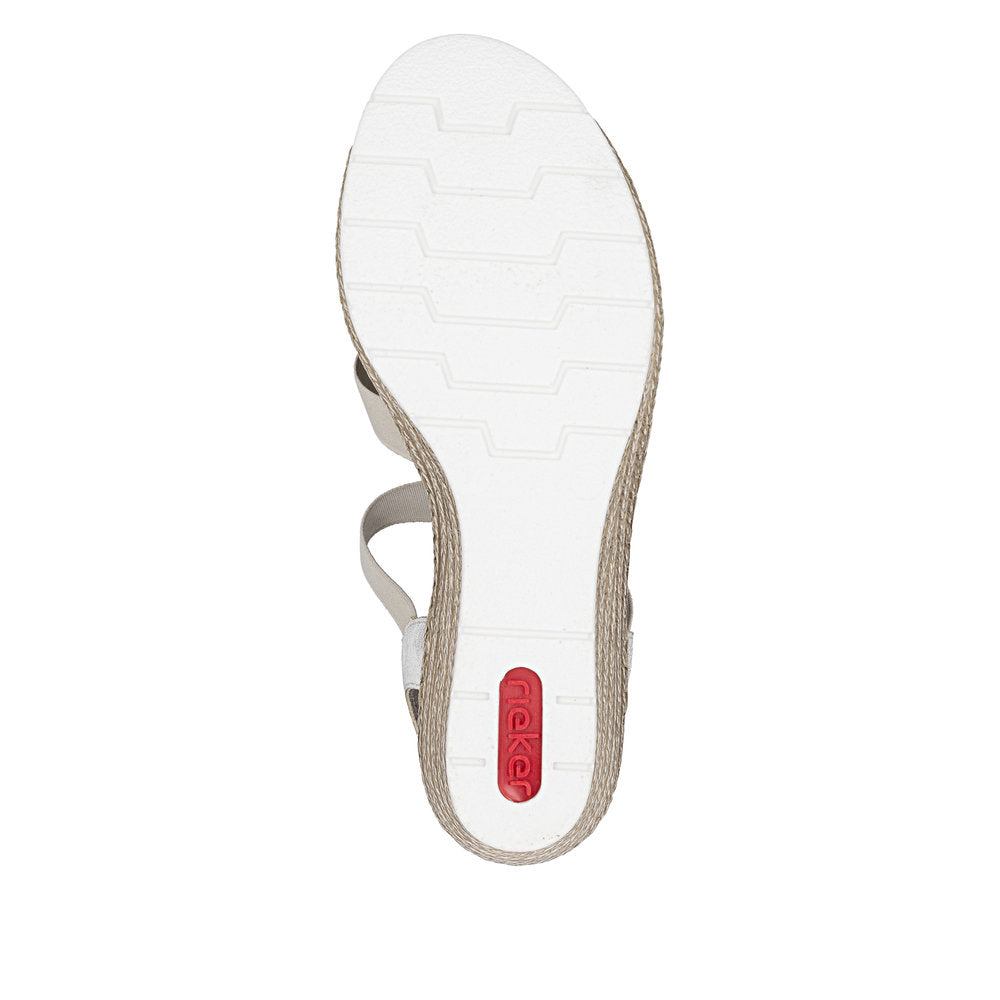 Rieker 619B2-60 Beige Gold F 1/2 Fit Wedge Slingback Sandals