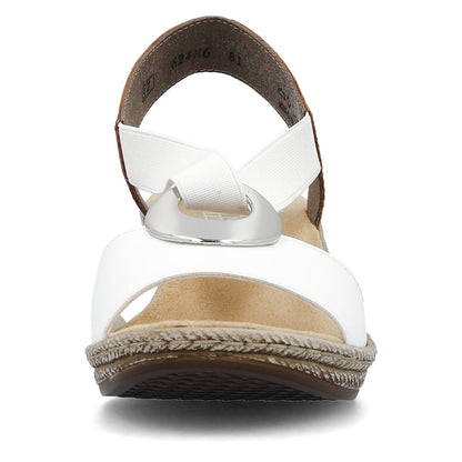 Rieker 624H6-81 White & Tan Slingback Wedge Sandals