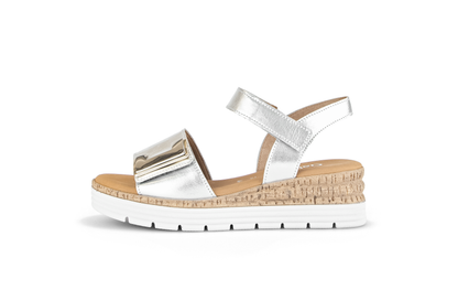 Gabor Comfort 62.700.10 Silver Sandals with Slingback Strap
