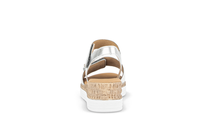 Gabor Comfort 62.700.10 Silver Sandals with Slingback Strap