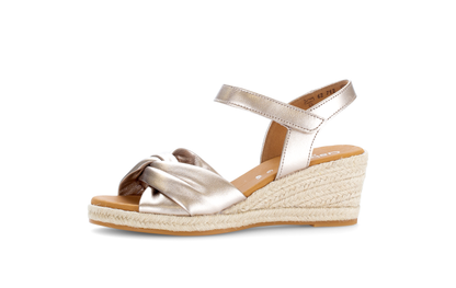Gabor Comfort 62.712.82 G Fit Gold Wedge Sandals with Slingback Strap
