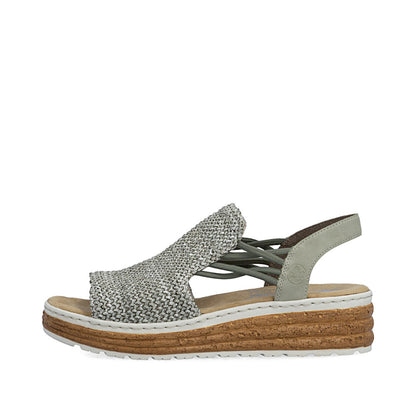 Rieker 62741-52 Schilf Green H Fit Slingback Sandals
