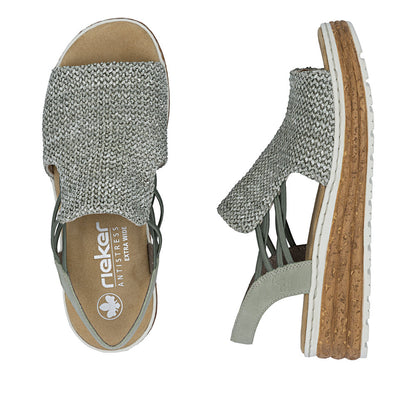 Rieker 62741-52 Schilf Green H Fit Slingback Sandals