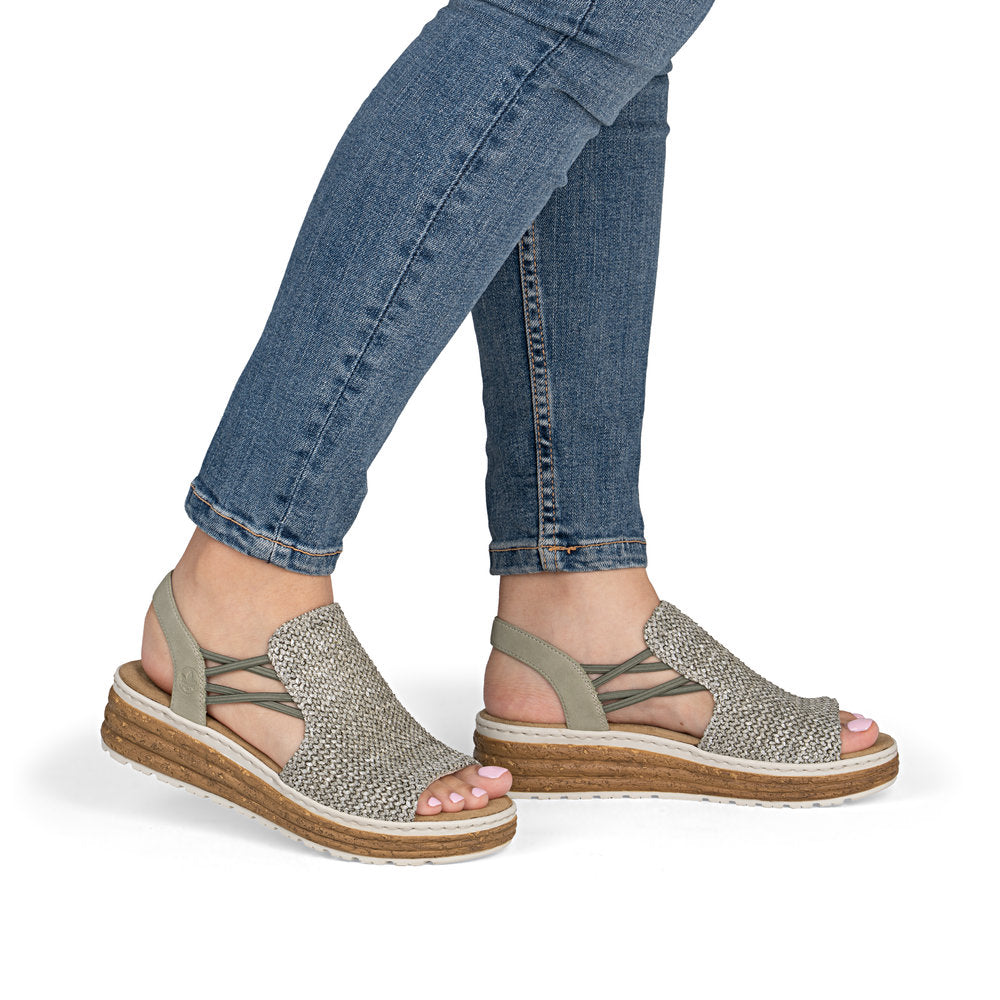 Rieker 62741-52 Schilf Green H Fit Slingback Sandals