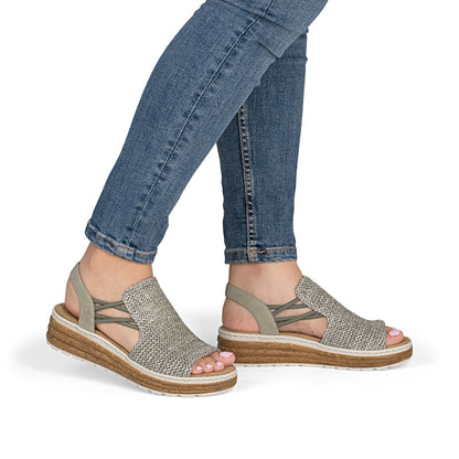 Rieker 62741-52 Schilf Green H Fit Slingback Sandals