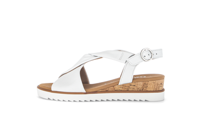 Gabor Comfort 62.751.50 G Fit White & Cork Sandals with Slingback Strap