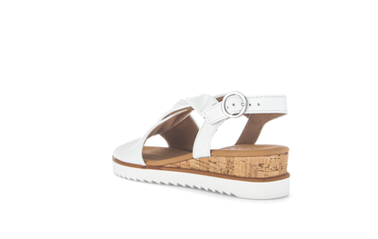 Gabor Comfort 62.751.50 G Fit White & Cork Sandals with Slingback Strap