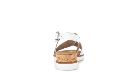Gabor Comfort 62.751.50 G Fit White & Cork Sandals with Slingback Strap