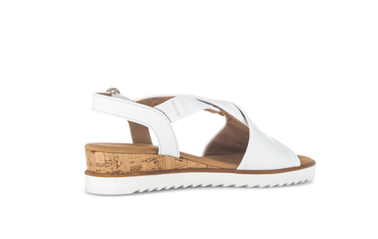 Gabor Comfort 62.751.50 G Fit White & Cork Sandals with Slingback Strap