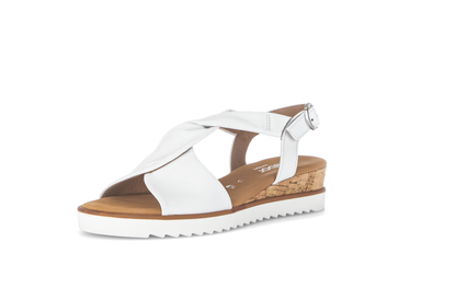 Gabor Comfort 62.751.50 G Fit White & Cork Sandals with Slingback Strap