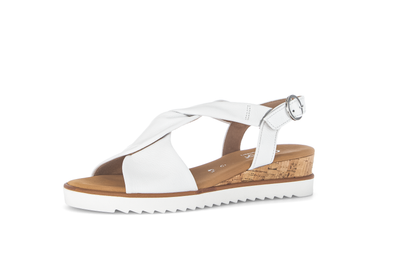 Gabor Comfort 62.751.50 G Fit White & Cork Sandals with Slingback Strap