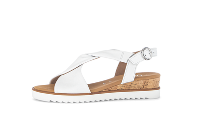 Gabor Comfort 62.751.50 G Fit White & Cork Sandals with Slingback Strap
