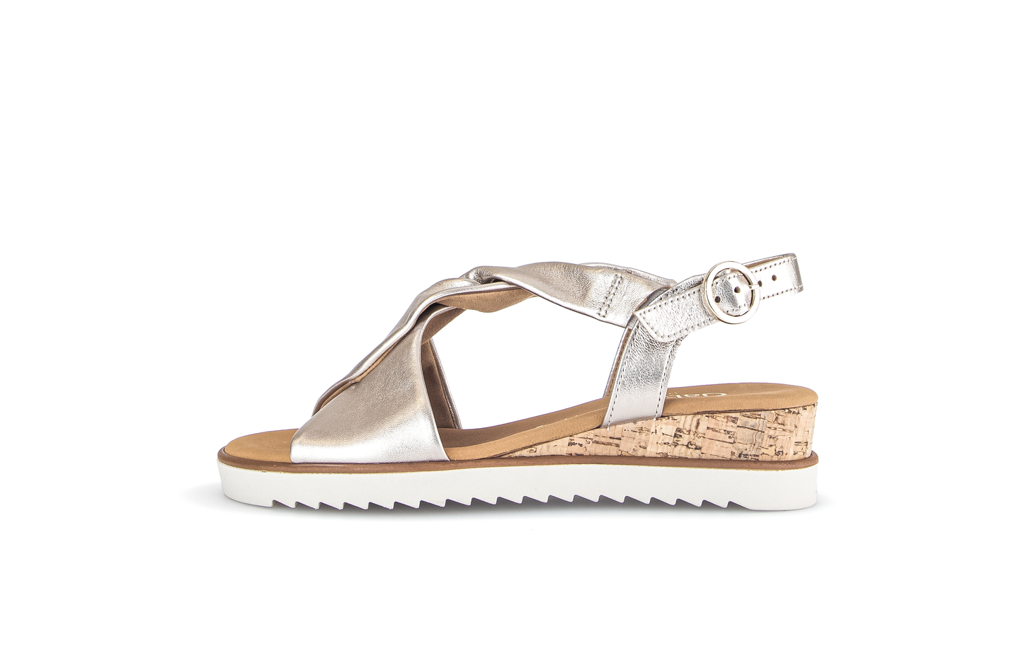 Gabor Comfort 62.751.82 G Fit Gold & Cork Sandals with Slingback Strap