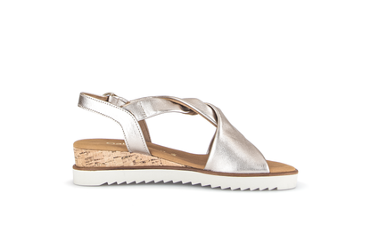 Gabor Comfort 62.751.82 G Fit Gold & Cork Sandals with Slingback Strap