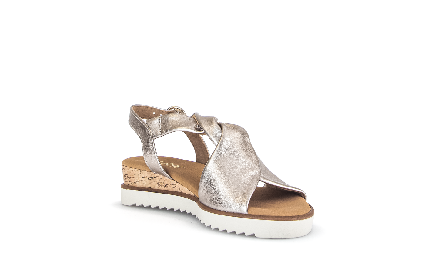 Gabor Comfort 62.751.82 G Fit Gold & Cork Sandals with Slingback Strap
