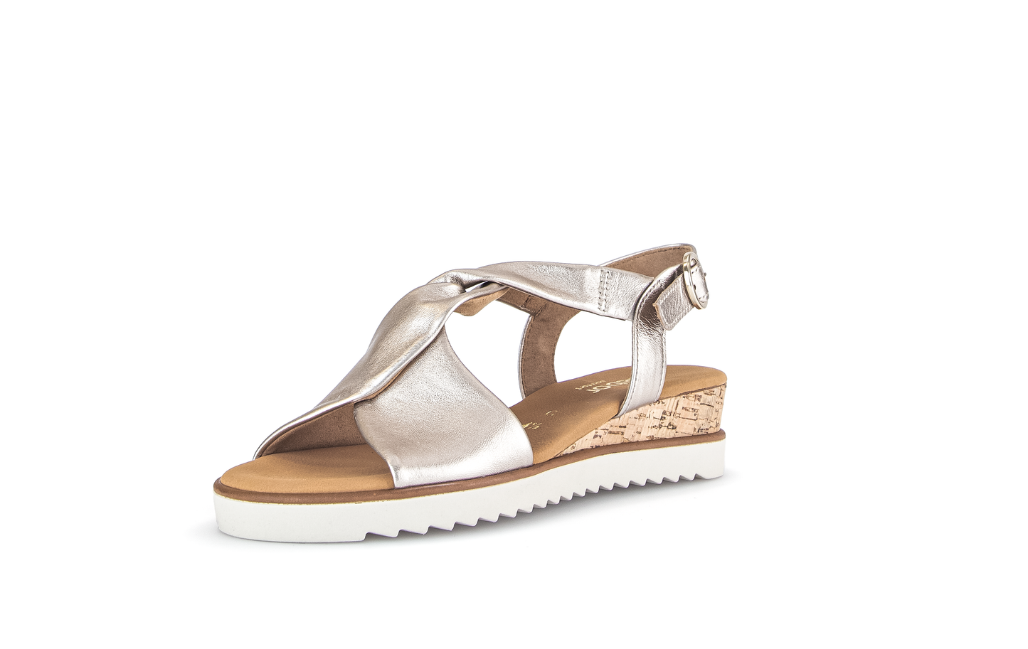 Gabor Comfort 62.751.82 G Fit Gold & Cork Sandals with Slingback Strap