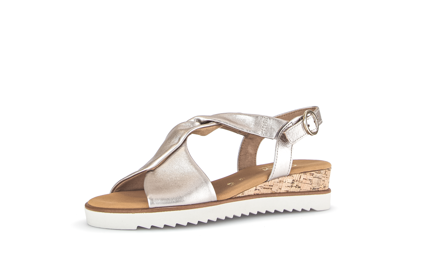 Gabor Comfort 62.751.82 G Fit Gold & Cork Sandals with Slingback Strap