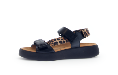 Gabor Comfort 62.862.67 G Fit Black Sandals with Slingback Strap