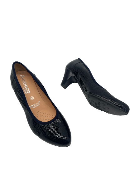 Bioeco by Arka 6299 1868+0355 Navy Croc Patent Heels