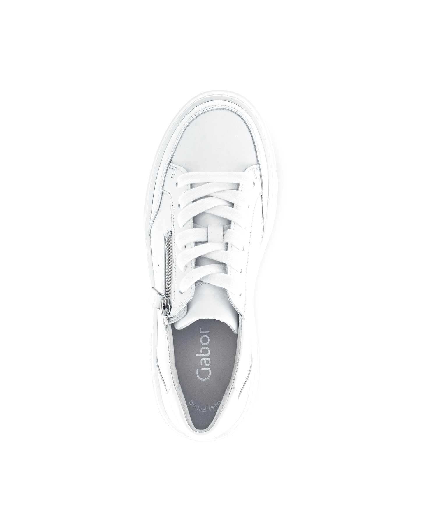 Gabor 63.220.21 White Sneakers with Side Zip & Chunky Sole