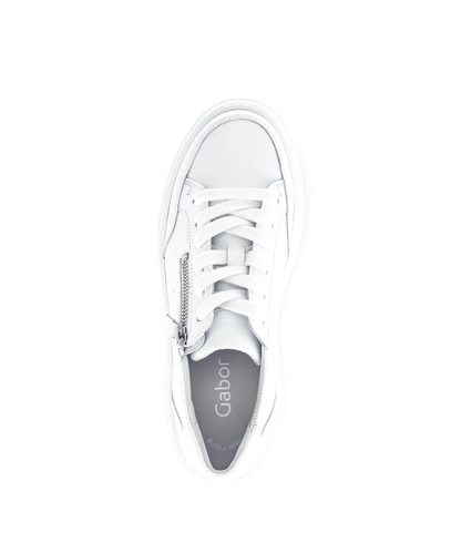 Gabor 63.220.21 White Sneakers with Side Zip & Chunky Sole