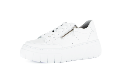 Gabor 63.220.21 White Sneakers with Side Zip & Chunky Sole