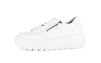 Gabor 63.220.21 White Sneakers with Side Zip & Chunky Sole