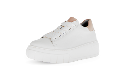 Gabor 63.222.20 Latte Cream Lace Trainers with Tan Heel