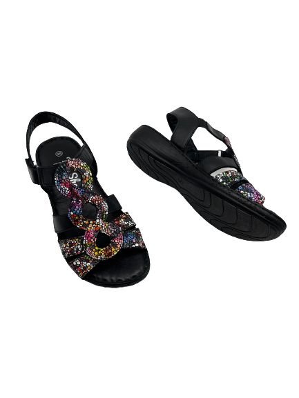 The Shoe Parlour by Phelans Shoes 633-16 Black Multi Velcro Sandals