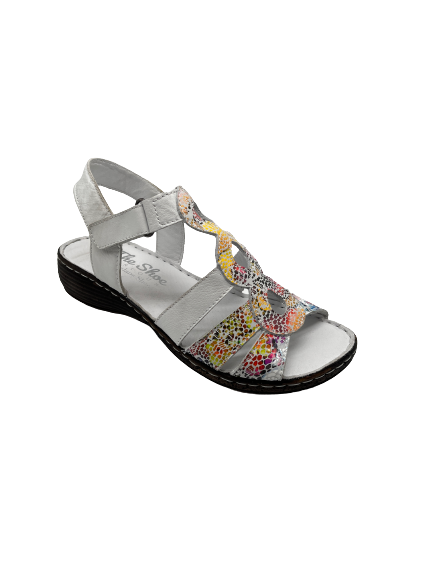 The Shoe Parlour by Phelans Shoes 633-16 White Multi Velcro Sandals