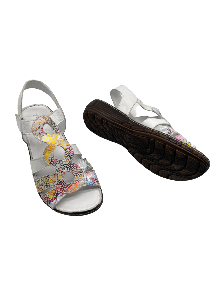 The Shoe Parlour by Phelans Shoes 633-16 White Multi Velcro Sandals