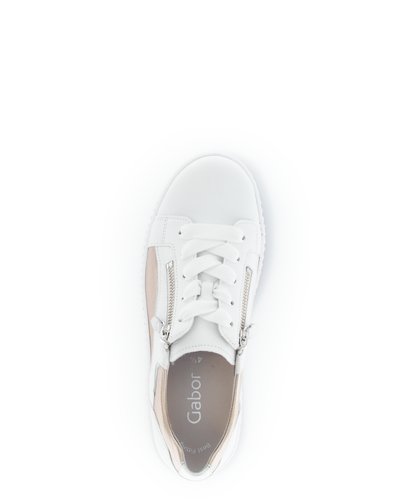 Gabor 63.330.21 White, Gold & Silver Trainers with Twin Zip