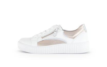 Gabor 63.330.21 White, Gold & Silver Trainers with Twin Zip