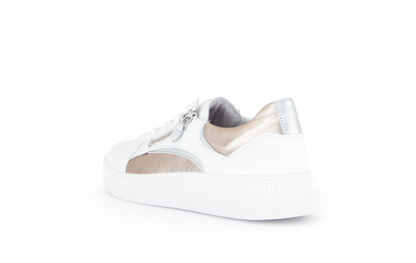 Gabor 63.330.21 White, Gold & Silver Trainers with Twin Zip
