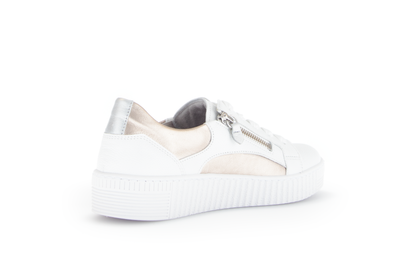 Gabor 63.330.21 White, Gold & Silver Trainers with Twin Zip