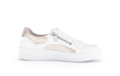Gabor 63.330.21 White, Gold & Silver Trainers with Twin Zip